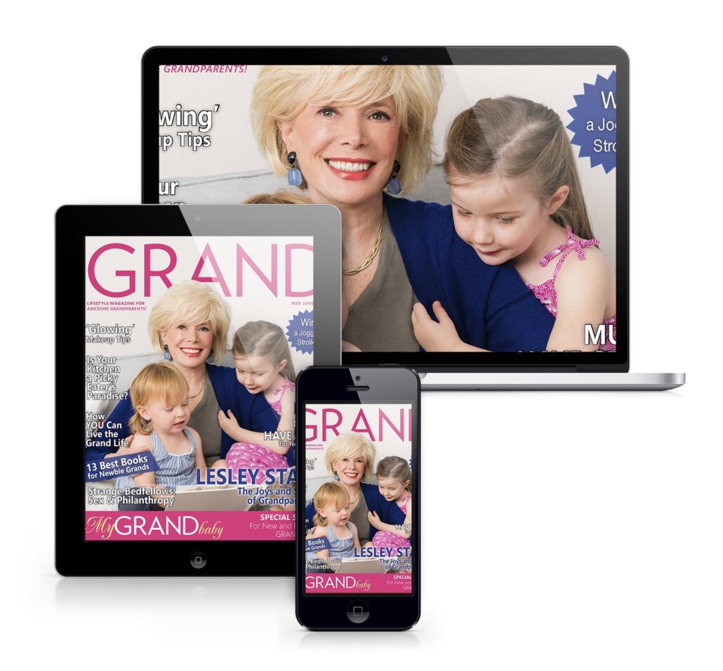 image of a computer, tablet, and phone with the image of GRAND Magazine of the screens