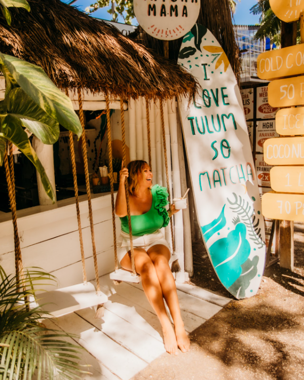 stacey birch holding ice cream in tulum mexico